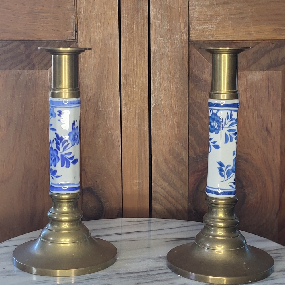 Brass Chinoiserie Candle Holders - Picture 4 of 12